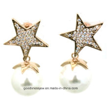 Heiße Verkauf 2015 neue Art- und Weiseschmucksache-weiße Perlen-Ohrring-Stern-Entwurfs-Ohrringe für Dame E6331